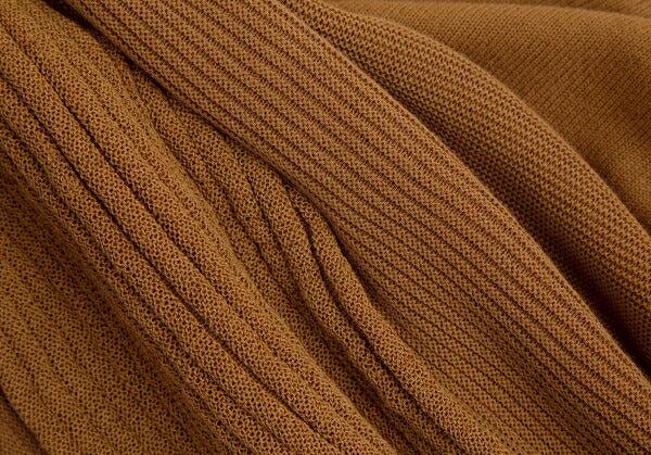 ISSEY MIYAKE Rib High Neck Paneled Knit Sweater Brown Size 2