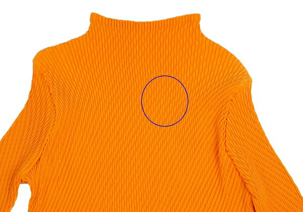ISSEY MIYAKE Pleated Mock Neck Polyester Dress Orange Size 2