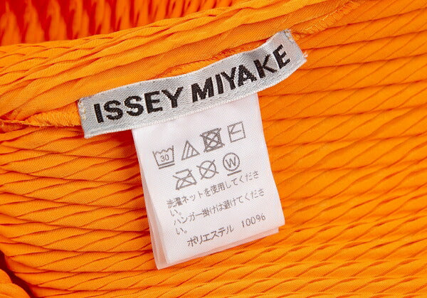 ISSEY MIYAKE Pleated Mock Neck Polyester Dress Orange Size 2