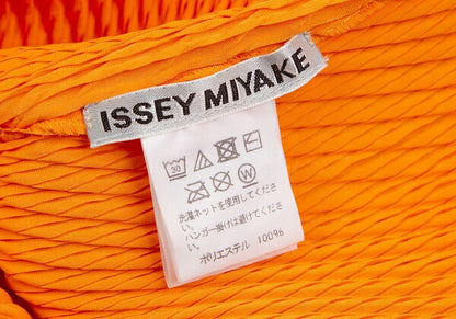 ISSEY MIYAKE Pleated Mock Neck Polyester Dress Orange Size 2