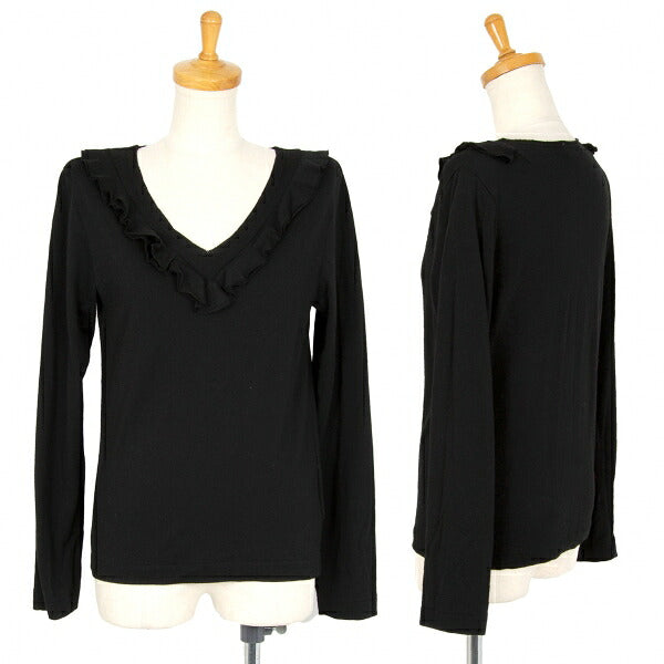 COMME des GARCONS Ruffle V-Neck Wool Sweater Black Size M