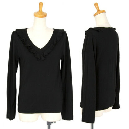 COMME des GARCONS Ruffle V-Neck Wool Sweater Black Size M