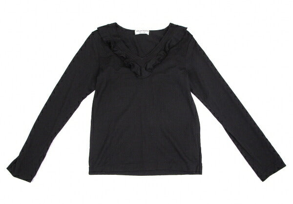 COMME des GARCONS Ruffle V-Neck Wool Sweater Black Size M