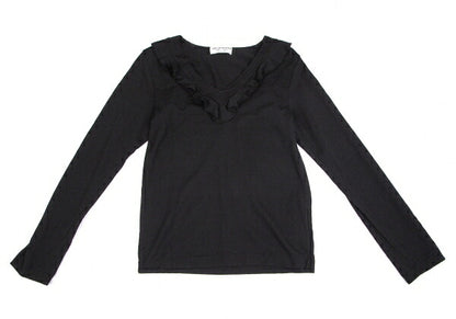 COMME des GARCONS Ruffle V-Neck Wool Sweater Black Size M