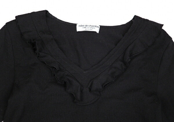 COMME des GARCONS Ruffle V-Neck Wool Sweater Black Size M