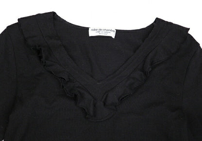 COMME des GARCONS Ruffle V-Neck Wool Sweater Black Size M