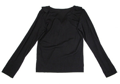COMME des GARCONS Ruffle V-Neck Wool Sweater Black Size M