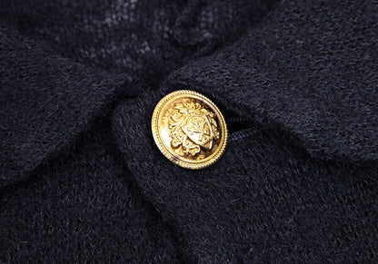 tricot COMME des GARCONS Wool Mohair Gold Dark Navy Jacket Size M