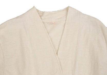 45rpm Cotton Concho Button Collarless Jacket Cream Size 4
