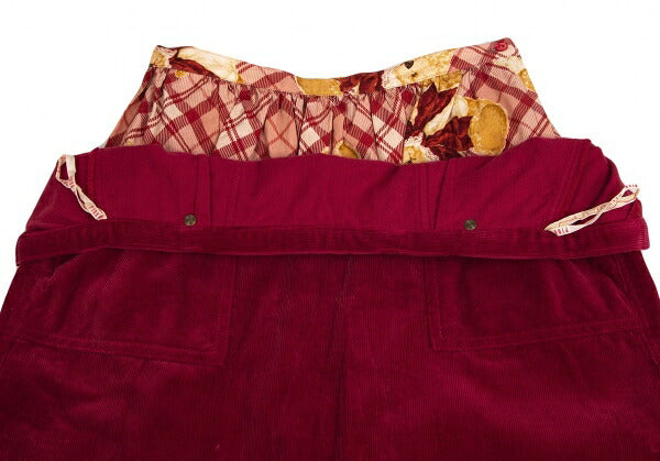 PINK HOUSE Bear Embroidered Corduroy Skirt Red Size M