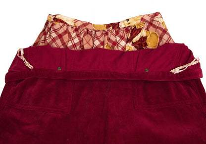 PINK HOUSE Bear Embroidered Corduroy Skirt Red Size M