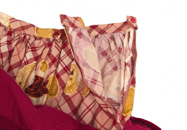 PINK HOUSE Bear Embroidered Corduroy Skirt Red Size M