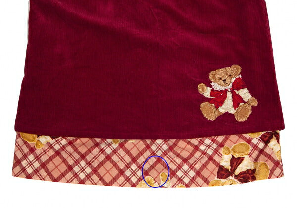 PINK HOUSE Bear Embroidered Corduroy Skirt Red Size M
