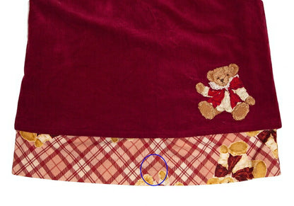 PINK HOUSE Bear Embroidered Corduroy Skirt Red Size M