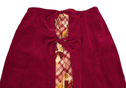 PINK HOUSE Bear Embroidered Corduroy Skirt Red Size M