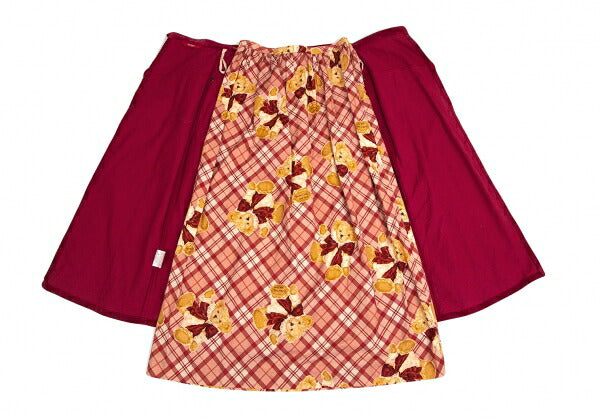 PINK HOUSE Bear Embroidered Corduroy Skirt Red Size M