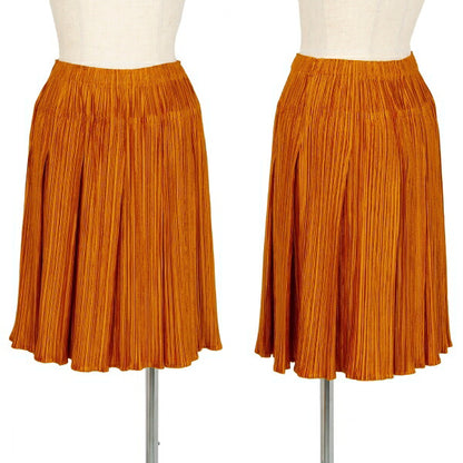PLEATS PLEASE Shiny Pleated Skirt Orange Size 3