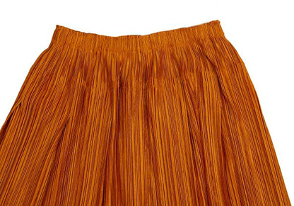 PLEATS PLEASE Shiny Pleated Skirt Orange Size 3