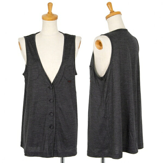Mademoiselle NON NON Wool Jersey Vest Charcoal Size M