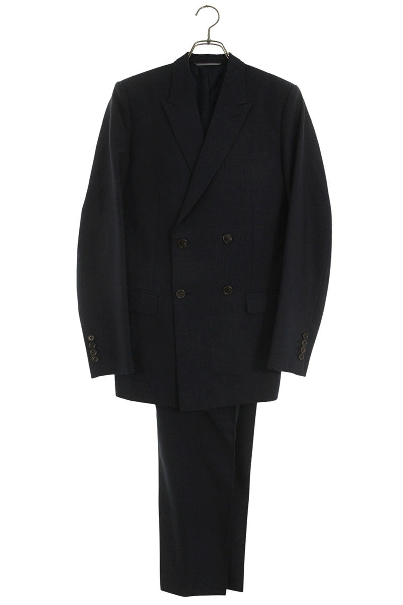 DIOR Wool Mohair Double Breasted Check Suit Navy Size 46R