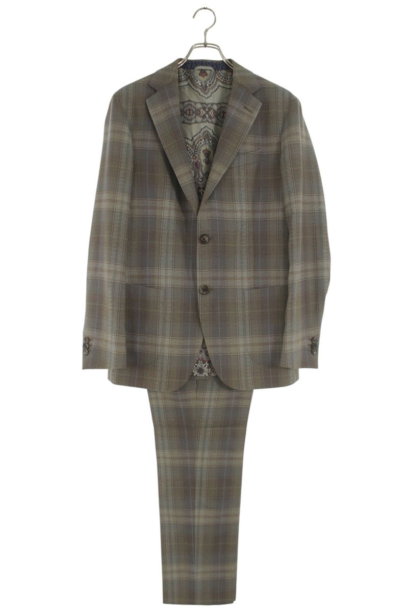 ETRO Wool Check Pattern 2-Piece Suit Gray Size S