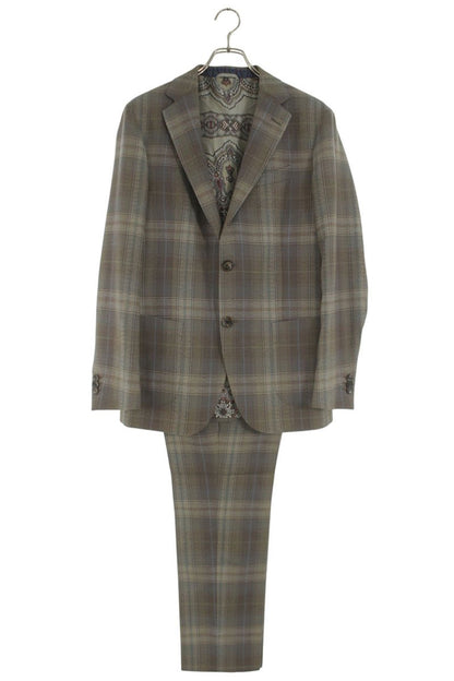 ETRO Wool Check Pattern 2-Piece Suit Gray Size S