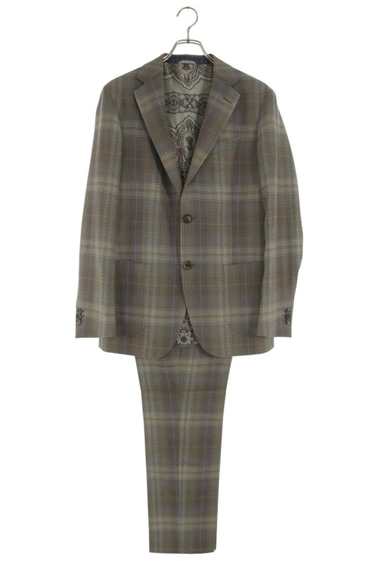 ETRO Wool Check Pattern 2-Piece Suit Gray Size S
