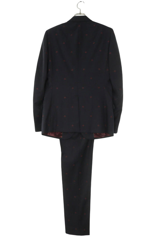 GUCCI BEE Embroidered Wool Tailored Suit Navy Size 46R