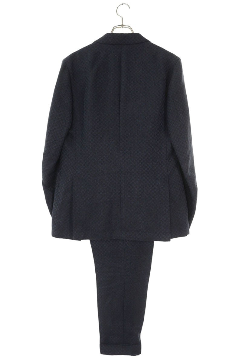 GABRIELE PASINI Navy Linen Check 3-Piece Suit Size 46R