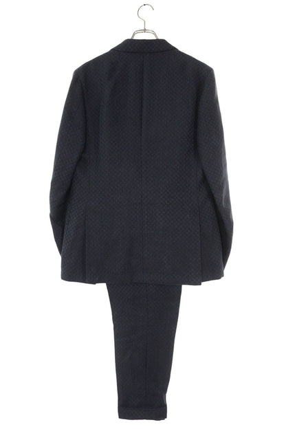 GABRIELE PASINI Navy Linen Check 3-Piece Suit Size 46R