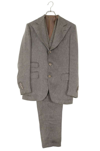 GABRIELE PASINI Gray Linen Blend 3-Piece Suit Size 46R