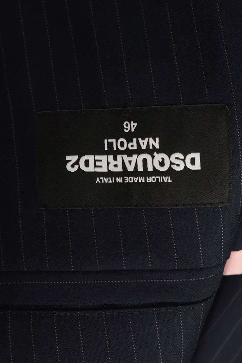 DSQUARED Wool Striped Double Breasted Suit Set Navy Size S