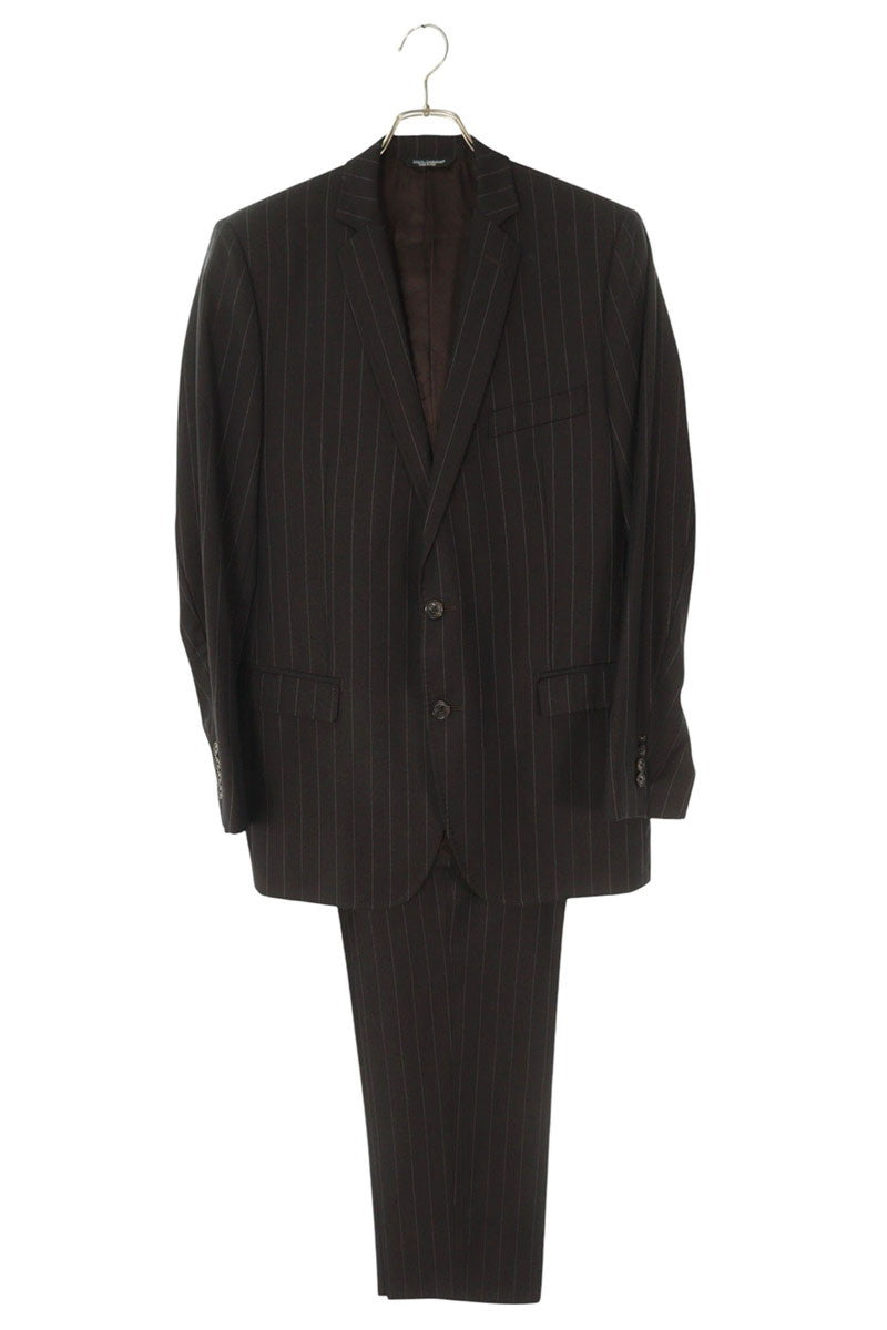 DOLCE & GABBANA Brown Wool Stripe Suit Set Size 50R