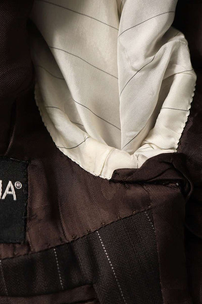 DOLCE & GABBANA Brown Wool Stripe Suit Set Size 50R