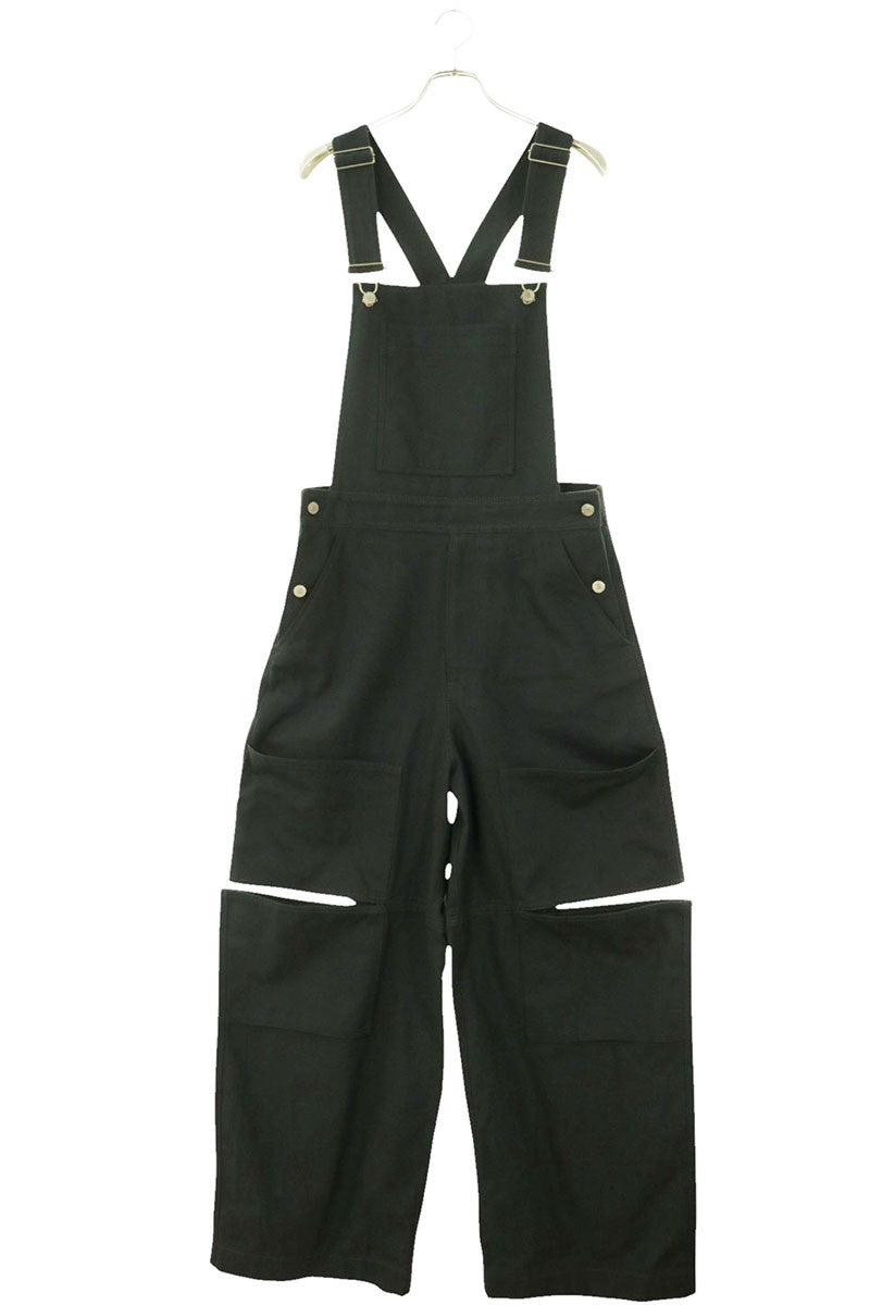 GUCCI Pocket Logo Patch Slit Jumpsuit Gray Cotton Size 46