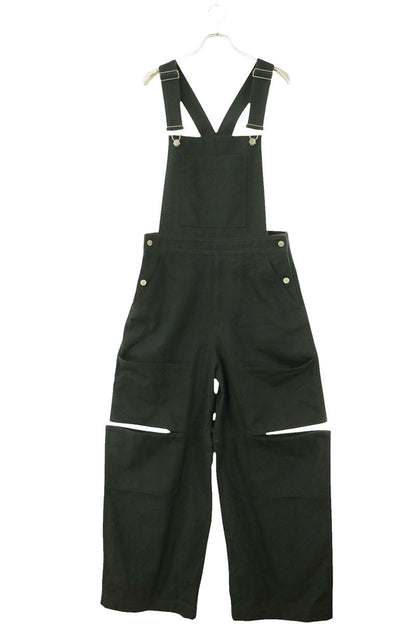 GUCCI Pocket Logo Patch Slit Jumpsuit Gray Cotton Size 46