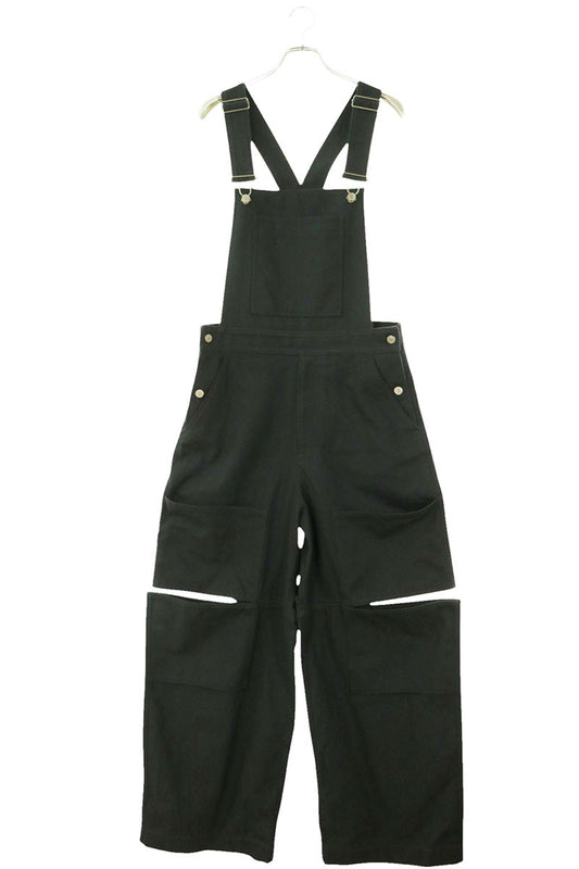 GUCCI Pocket Logo Patch Slit Jumpsuit Gray Cotton Size 46