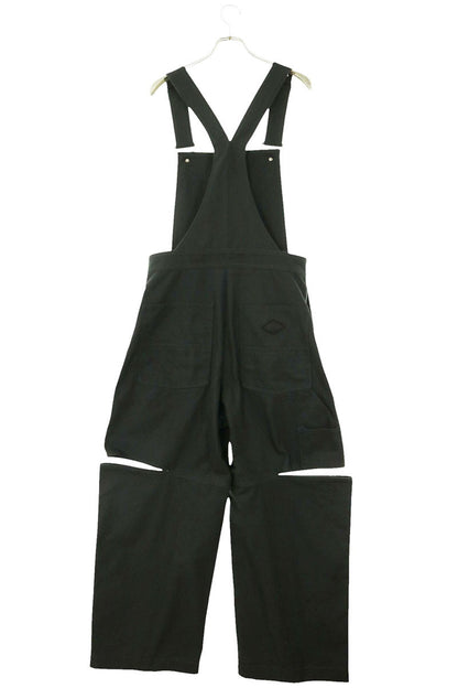 GUCCI Pocket Logo Patch Slit Jumpsuit Gray Cotton Size 46