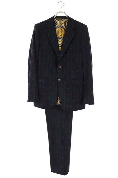 GUCCI GG Stripe Wool Suit Navy Size 7-46R