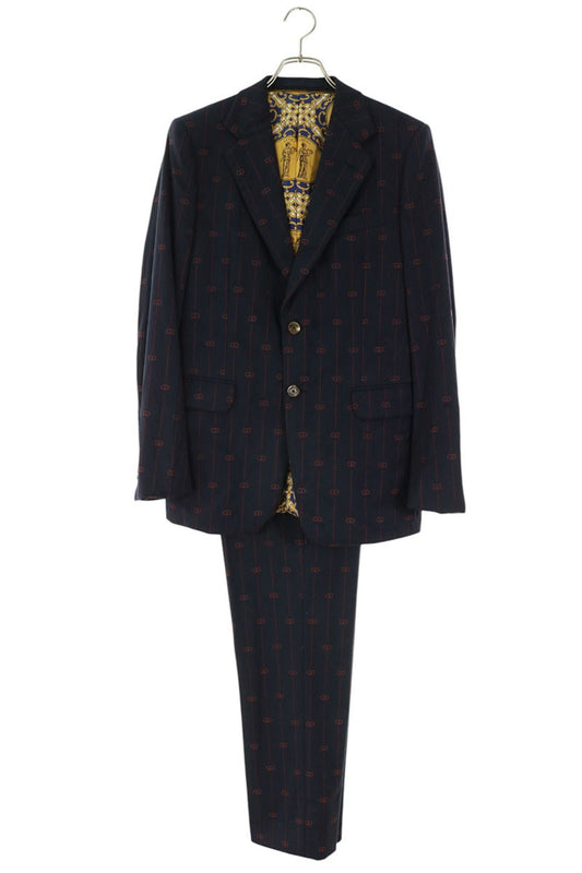 GUCCI GG Stripe Wool Suit Navy Size 7-46R