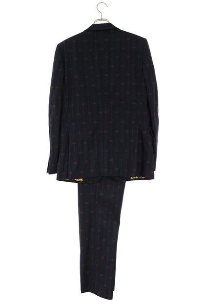 GUCCI GG Stripe Wool Suit Navy Size 7-46R