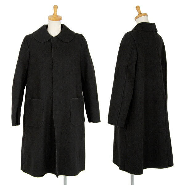COMME des GARCONS Wool Fly Front Round Coat Black Size S
