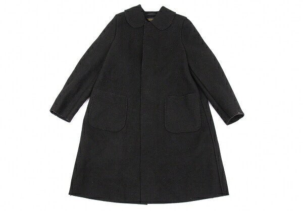COMME des GARCONS Wool Fly Front Round Coat Black Size S