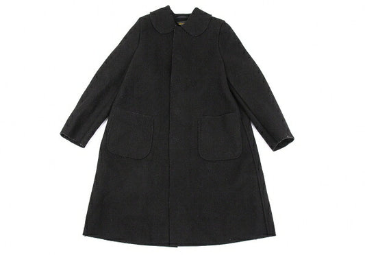 COMME des GARCONS Wool Fly Front Round Coat Black Size S