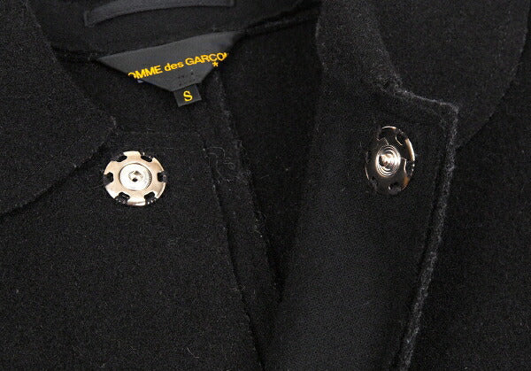 COMME des GARCONS Wool Fly Front Round Coat Black Size S