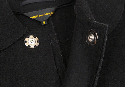 COMME des GARCONS Wool Fly Front Round Coat Black Size S