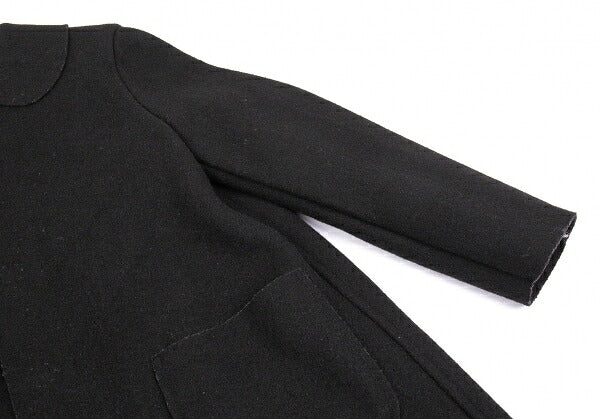 COMME des GARCONS Wool Fly Front Round Coat Black Size S