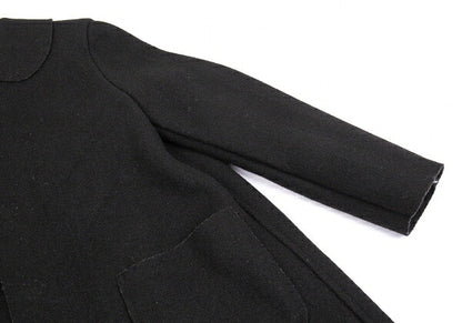 COMME des GARCONS Wool Fly Front Round Coat Black Size S