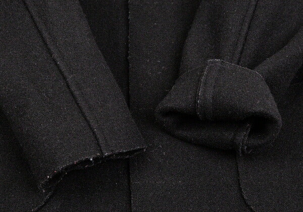 COMME des GARCONS Wool Fly Front Round Coat Black Size S