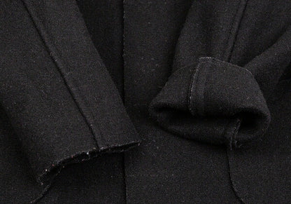 COMME des GARCONS Wool Fly Front Round Coat Black Size S